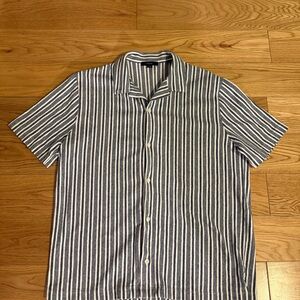 Vince striped blue and white button up shirt